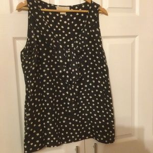 Michael by Michael Kors Ruffle-front 100% Silk Black & White Polka Dot Blouse